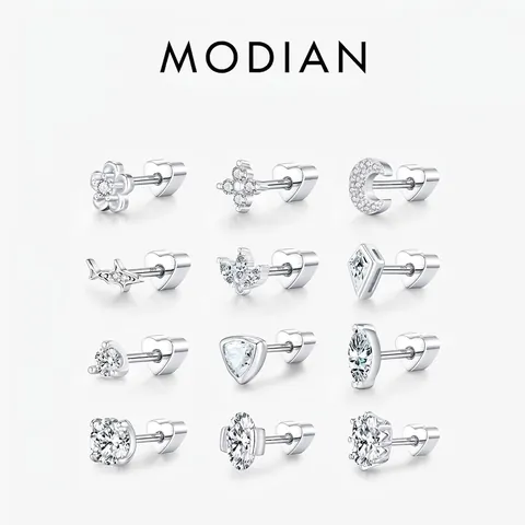 925 Sterling Silver Moissanite Stud Earrings For Women Neutral Minimalist Screw Back Cartilage Earrings GRA Heart Base Jewelry