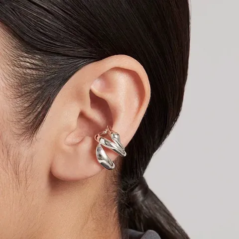 316 Stainless Steel Geometric Ear Clips For Women Non-Pierced Minimalist Ins Style Twisted Design Gold Silver Mixed Earrings