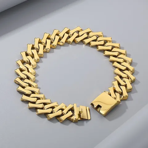 Herren Hip Hop Schmuck 316L Edelstahl Grobe Kubanische Kette Geometrische Rhombus Knochenform Punk Halskette Armband Fusskette