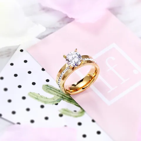 Mode Zirkonia Solitär Edelstahl Ring Für Herren Damen Minimalistisch Gehämmert Paar Ringe Hochzeit Valentinstag Geschenk Schmuck