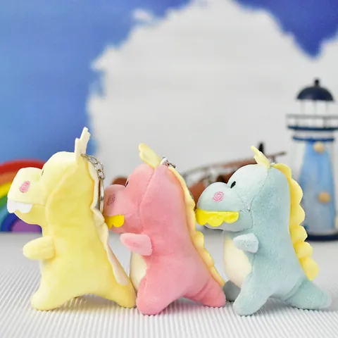 Cute Dinosaur Plush Toy Keychain Soft Stuffed Animal Bag Charm Pendant For Kids Party Souvenir Gift Hanging Ornament