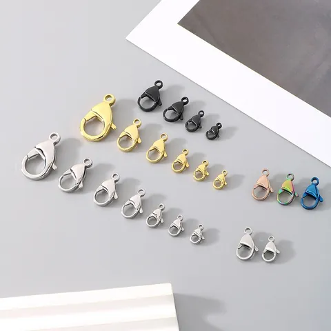 304 Edelstahl Karabinerverschluss Vakuumvergoldet 18K Gold Roségold Schwarz Für DIY Schmuckherstellung Halsketten Armbänder Zubehör