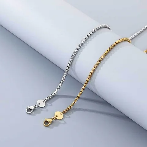 Halskette Aus Edelstahl Mit Venezianerkette Und Rundem Anhänger Gold Silber Minimalistischer Unisex Cool Plain Kettenschmuck