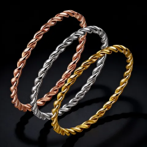 Minimalist Twisted Rope Ring For Women Titanium Steel Fine Band Stackable Waterproof Plain Band Fashion Jewelry