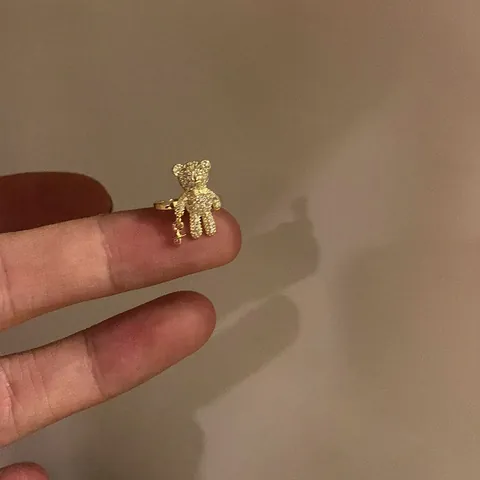 Sweet Bear Ear Cuff Zirconia Inlaid Gold Plated Non Piercing Earrings Cute Animal Cartilage Ear Clip For Women Daily Jewelry Gift