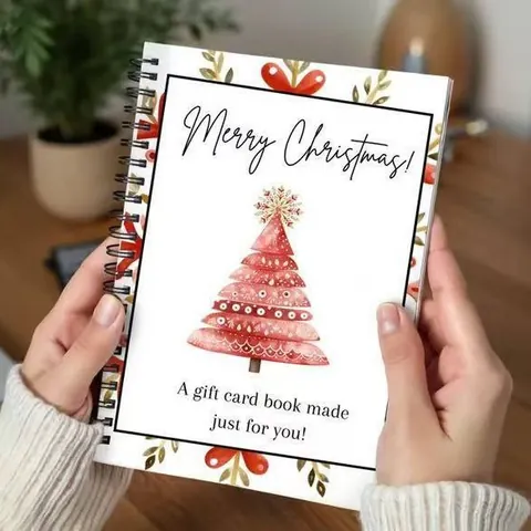 Taccuino a Spirale di Natale Libro per Carte Regalo per Adolescenti Diario di Carta con Motivo Babbo Natale Regalo per Bambini