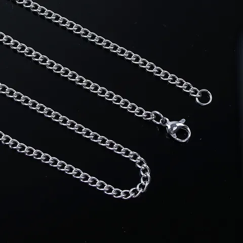 Collana a Catena Curb in Acciaio Inossidabile per Uomo Donna Minimalista Colore Argento Catena Maglia di Base Gioielli