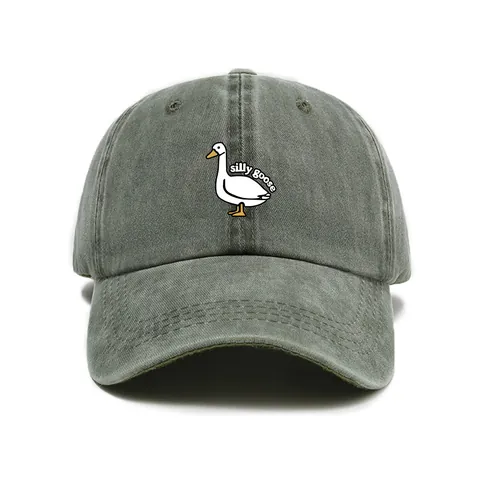 Vintage Washed Cotton Baseball Cap Silly Goose Printed Adjustable Sun Hat Men Women Casual Outdoor Sports Headwear