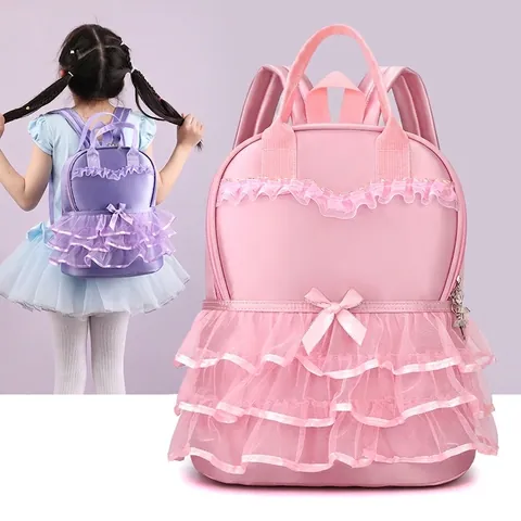 Sweet Princess Girls Backpack Lace Ballet Dress Design Bow Decoration Kindergarten School Bag For Kids Toddler Girl Birthday Gift
