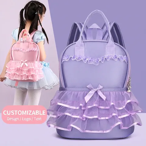 Zaino da Principessa per Bambine con Design Abito da Balletto in Pizzo e Fiocco Zainetto per l'Asilo Regalo di Compleanno per Bambina