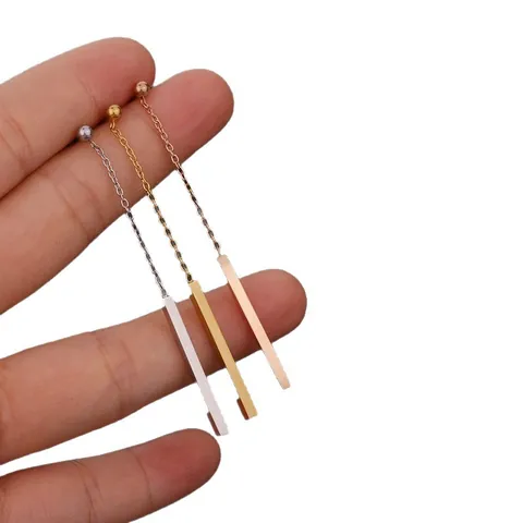Pendientes De Cartílago De Acero Inoxidable Joyas Para Piercing Con Circón Cadena Geométrica Para Mujeres