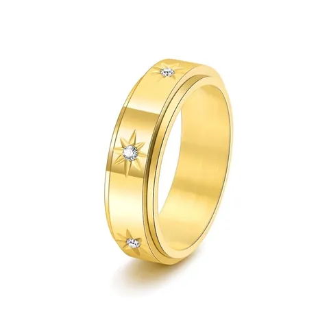 Anello Spinner in Acciaio Inossidabile per Donna Strass Motivo Stella Ruotabile Antistress Anello Gioielli Regalo