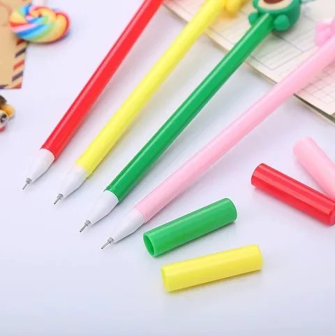 Schattige Fruit Gelpen Siliconen Cartoon Aardbei Avocado Ananas Perzik Zwarte Inkt Student Kantoor Briefpapier Cadeau