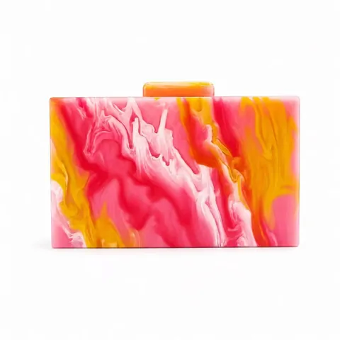 Borsa Da Sera Clutch In Acrilico Da Donna Motivo Marmo Colorato Guscio Rigido Borsa A Tracolla Catena Matrimonio Festa