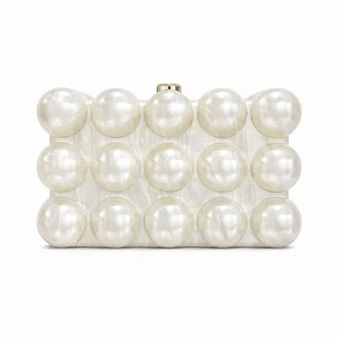Wave Texture Acrylic Evening Bag Pearlescent Bubble Design Clutch With Metal Chain Shoulder Strap For Wedding Party