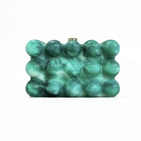 Wave Texture Acrylic Evening Bag Pearlescent Bubble Design Clutch With Metal Chain Shoulder Strap For Wedding Party