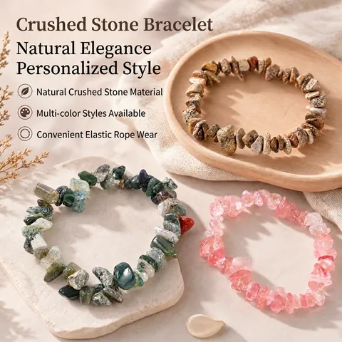 Pulsera De Chips De Piedra De Cristal Natural Gema Irregular Joyería Elástica Hecha A Mano Bohemia Curación Reiki
