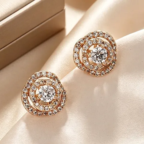 Elegantes Pendientes de Botón de Aleación de Flor de Rosa Hueca Accesorio de Joyería Floral Delicado para Mujer Regalo de San Valentín