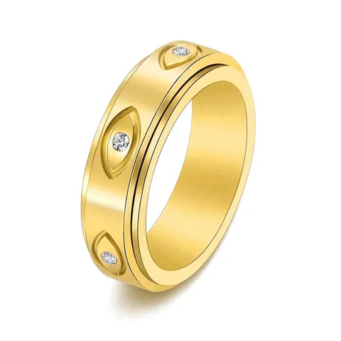 Evil Eye Spinner Ring Edelstahl Drehbarer Angstlinderung Band Zirkonia Eingelegt Vintage Punk Schmuck Für Damen Herren