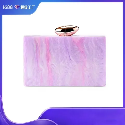 Pochette De Soirée Élégante En Acrylique Pour Femmes Texture Marbre Vintage Sac À Main Mariage Avec Chaîne En Métal