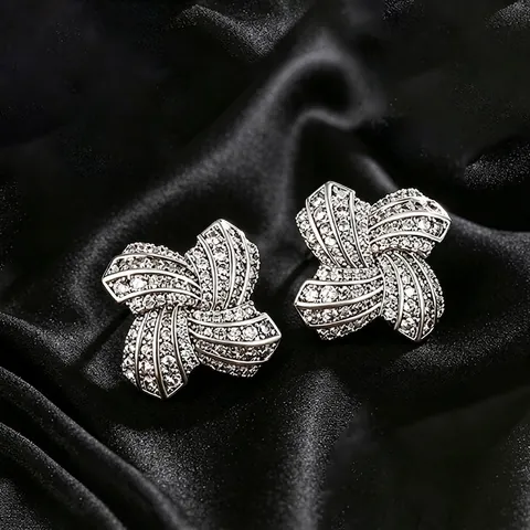 Boucles D'oreilles Puces Moulin À Vent Alliage De Cuivre Zircon Incrusté Bijoux De Mode Élégants Pour Femmes