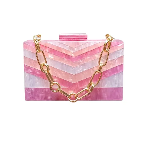 Acryl Abend Clutch Tasche Marmor Textur Chevron Patchwork Hard Shell Box Tasche Mit Goldener Kette Für Damen Retro Party