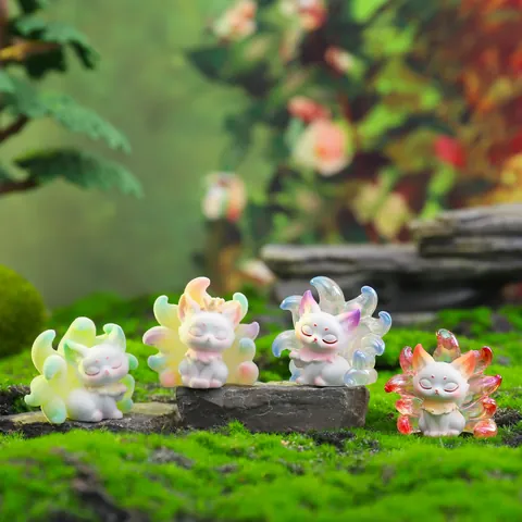Cute Animal Resin Blind Box Figure With Natural Crystal Stone Light Up Aromatherapy Healing Desktop Ornament Home Decor