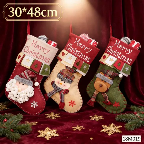 Calza Di Natale Grande Sacchetto Regalo Con Motivi 3D Babbo Natale Pupazzo Di Neve Renna Ornamenti Appesi