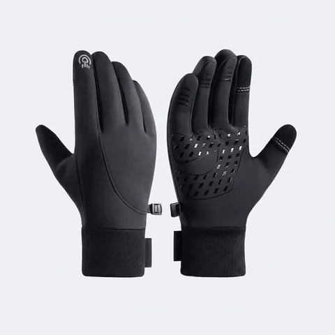 Guantes Ciclismo Invierno Forro Polar Tejido Compuesto SBR Pantalla Táctil Cortavientos Impermeable Antideslizante