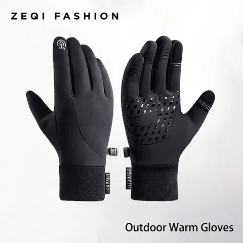 Winter Cycling Gloves Fleece Lined SBR Composite Diving Fabric Touchscreen Windproof Waterproof Non Slip Outdoor Hiking