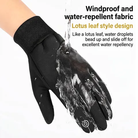 Winter Cycling Gloves Fleece Lined SBR Composite Diving Fabric Touchscreen Windproof Waterproof Non Slip Outdoor Hiking