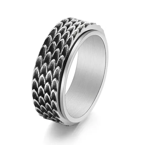 Rotierbarer Drachenschuppen Ring Edelstahl Retro Spinner Punk Stil Für Herren