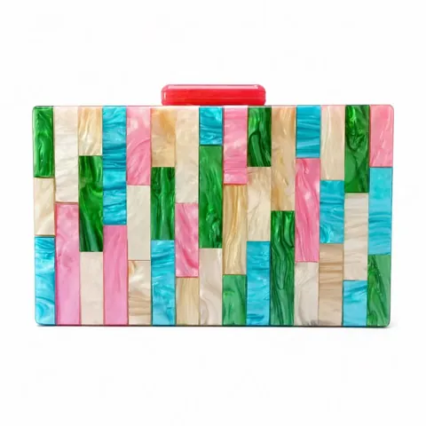 Βραδινή Τσάντα Clutch Ακρυλικό Patchwork Μοτίβο Μαρμάρου Ορθογώνια Σκληρή Τσάντα Χρυσή Αλυσίδα Γάμος Πάρτι Γυναίκες