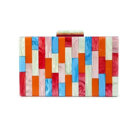 Βραδινή Τσάντα Clutch Ακρυλικό Patchwork Μοτίβο Μαρμάρου Ορθογώνια Σκληρή Τσάντα Χρυσή Αλυσίδα Γάμος Πάρτι Γυναίκες