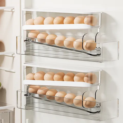 Contenitore Per Uova A Rotolamento Automatico In Plastica Per Alimenti Organizer Per Frigorifero Con Coperchio Accessori Da Cucina Salvaspazio