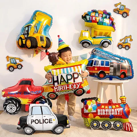 Palloncini In Alluminio Per Veicoli Di Trasporto Cartoni Animati Per Decorazioni Per Feste Di Compleanno Per Bambini Auto Della Polizia