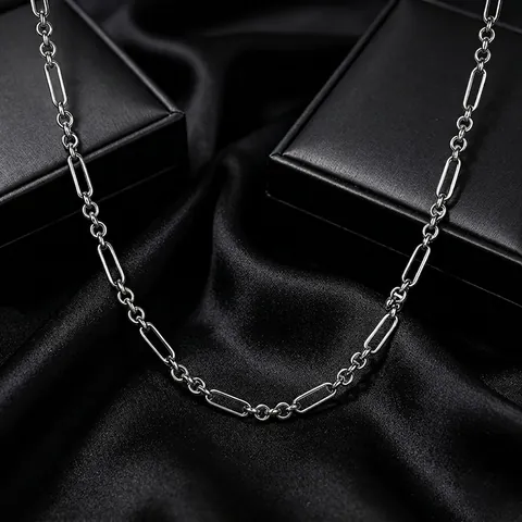 Collana A Catena Con Maglie Miste Stile Figaro Lega Di Rame Galvanizzata Gioielli Geometrici Minimalisti Da Donna