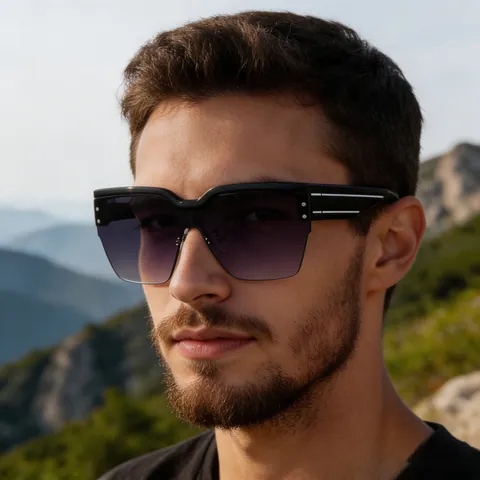 Lunettes De Soleil Shield Surdimensionnées Monture PC Une Pièce Motif Étoiles Protection UV400 Style Punk Hommes Femmes