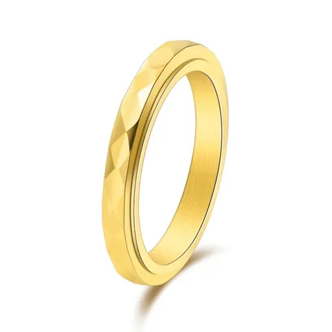 Anillo Spinner Con Facetas De Rombo Para Mujer De Acero Inoxidable Banda Estrecha Geométrica Giratoria Joyería Minimalista