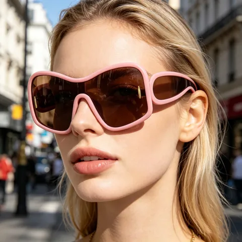 Lunettes De Soleil Surdimensionnées Pour Femmes Mode Verre Monobloc Monture PC Protection UV400 Rétro Y2K