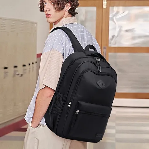 Duurzame Oxford Stof Grote Capaciteit Schoolrugzak Voor Tieners Studenten Waterdicht Lichtgewicht Minimalistisch Casual Zwart Daypack Reistas