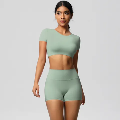 Conjunto de Yoga de Alta Elasticidad para Mujer Ajustado Secado Rápido Ropa de Gimnasia Cepillada Chaqueta de Manga Larga Mallas Atuendos de Entrenamiento