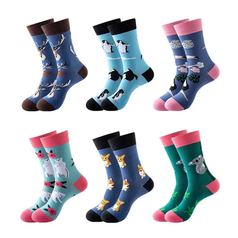 Women Men Cute Animal Cartoon Crew Socks Combed Cotton Breathable Casual Streetwear Fashion Funky Novelty Socks