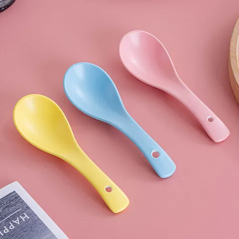 Ceramic Nordic Matte Soup Spoon Colorful Macaron Porcelain Dessert Spoon With Hanging Hole Tableware Dinnerware Kitchen Utensil Home Accessories
