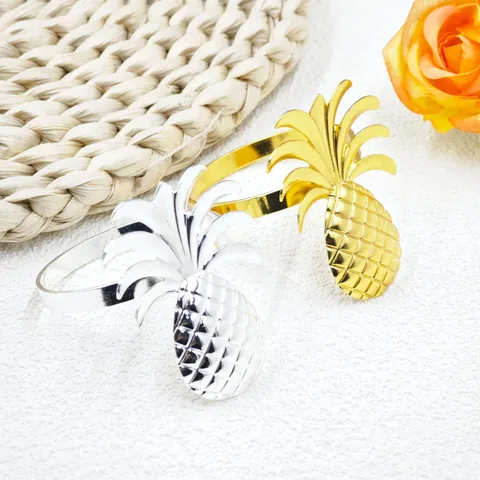 Portatovaglioli in Metallo a Forma di Ananas Tropicale Oro Argento Galvanizzato in Lega di Zinco per Tavola da Pranzo Festa Matrimonio