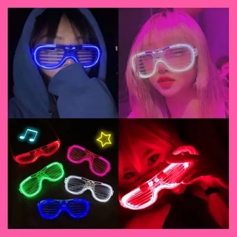 Lunettes de Fête LED Lumineuses Volet Cœur Carré Articles de Fête Néon Lunettes Lumineuses pour Boîtes de Nuit Festivals de Musique Rave Party Décoration de Nuit