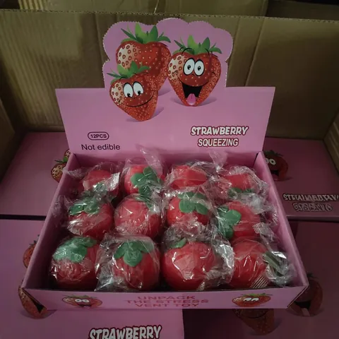 Jouet à Presser Fraise en TPR Souple Balle Anti-stress Design Fruit Réaliste pour Enfants Adultes Maison Bureau
