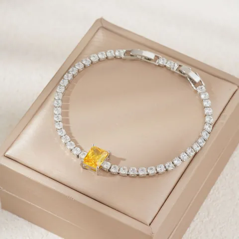 Luxe Koper Zirconia Tennis Armband Voor Dames Rechthoek Smaragd Slijpvorm Edelstein Verstelbare Ketting Armband Sieraden