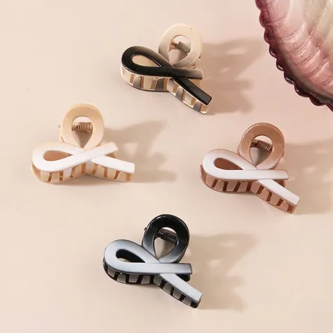 Korean Style Gradient Hair Claw Clips For Women Elegant Flower Ribbon Design Plastic Resin Hairpin Chic Daily Styling Accessory