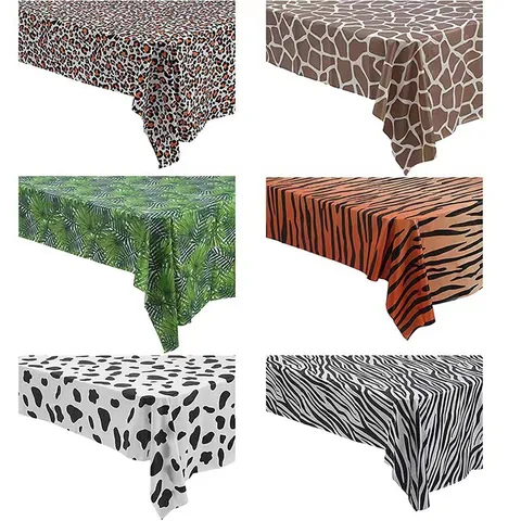 Tovaglia in PEVA Usa e Getta Impermeabile Rettangolare Safari Giungla Copritavolo per Feste Stampa Animale Leopardo Tigre